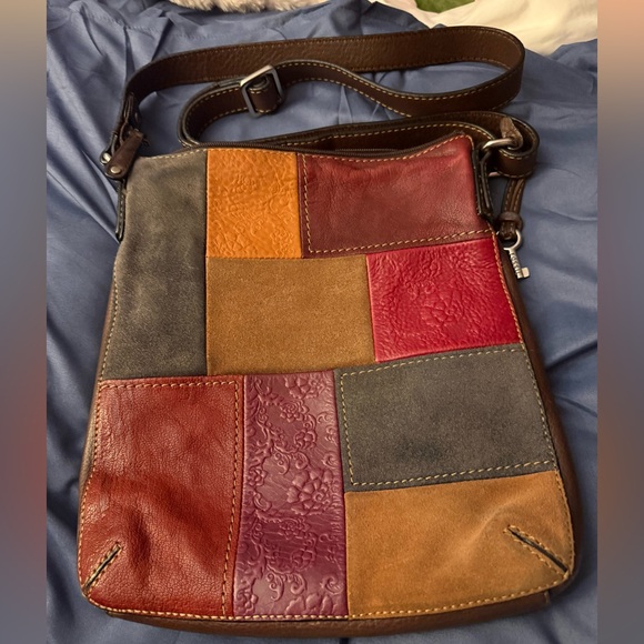 Vintage Fossil Multicolor Patchwork  Leather Crossbody Bag - Picture 14 of 14